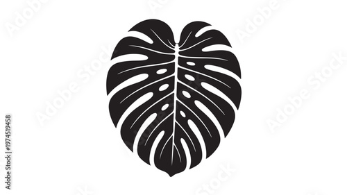 Monstera Leaf Silhouette, Tropical Botanical Deliciosa Plant Vector Graphic for Modern Design