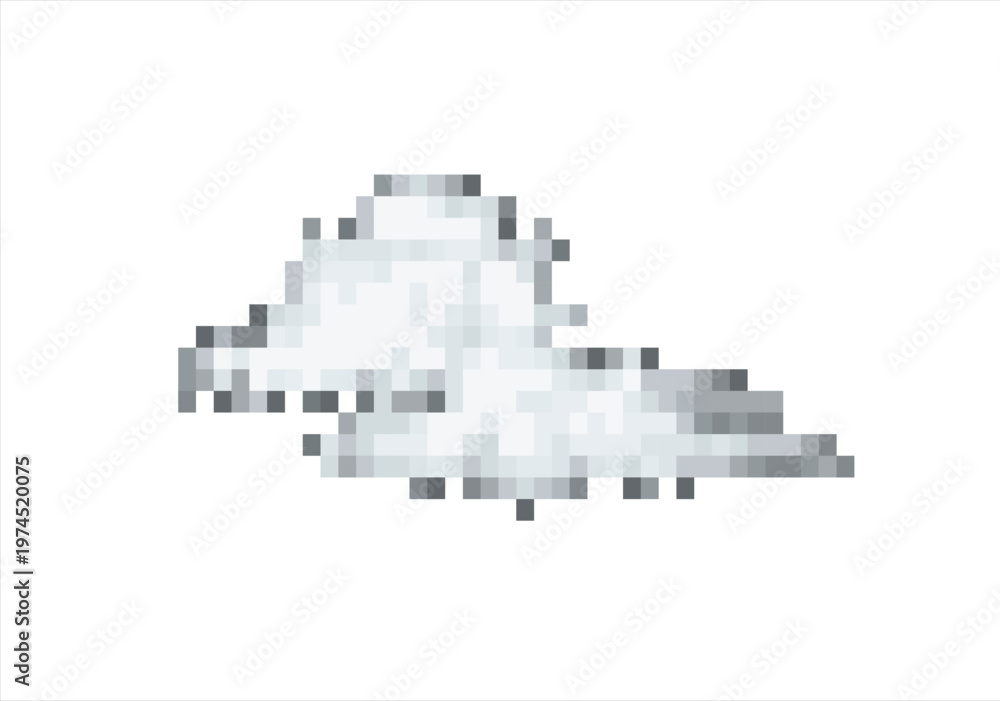 Obraz premium Abstract Pixelated Blue Cloud. 8 bit. Game development, mobile app. Isolated vector illustration. 
