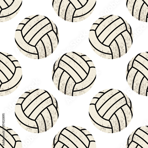 Volleyball seamless pattern with retro texture