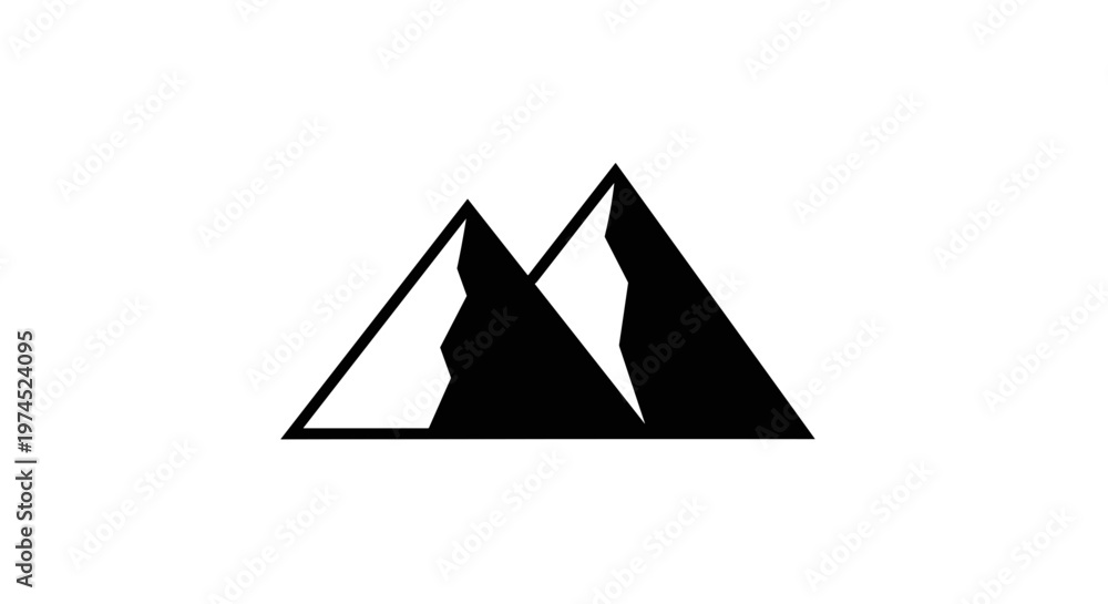 Fototapeta premium Black Cat Mountain Silhouette Icon.