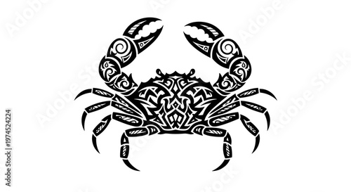 Black Crab Silhouette Side View.