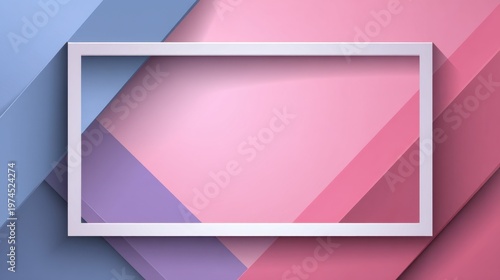 Abstract geometric background with soft pastel colors and a framed empty space for text or graphics in a modern design concept