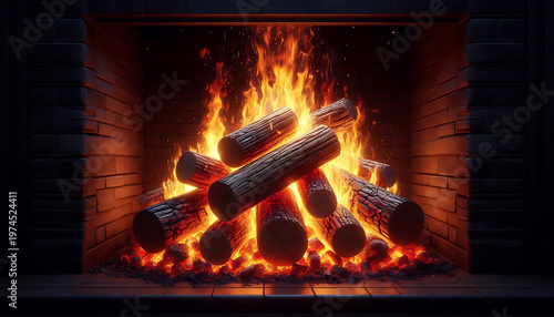 fire in the fireplace