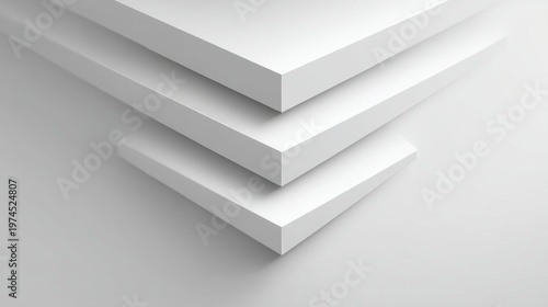 Modern Minimalist Layered White Surface with Geometric Shapes for Design, Illustration, and Background Use in Contemporary Visual Art Projects