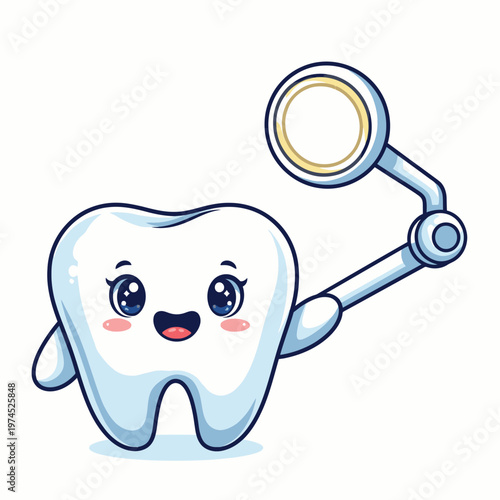 Smiling cartoon tooth with dental tools 3.