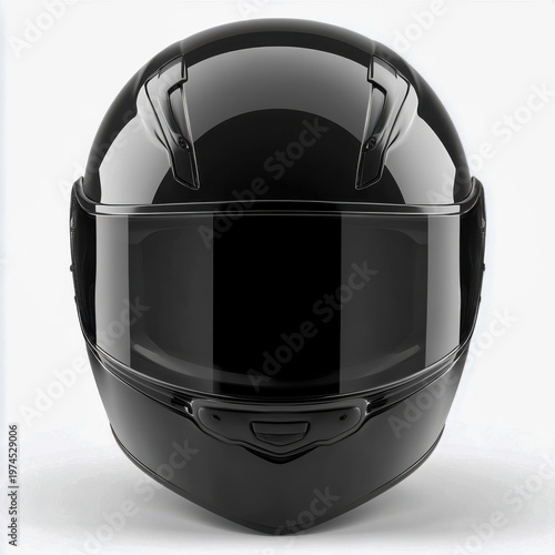 Schwarzer Motorradhelm, Motorsport Helm, freigestellt vor weißem Hintergrund, Generative AI