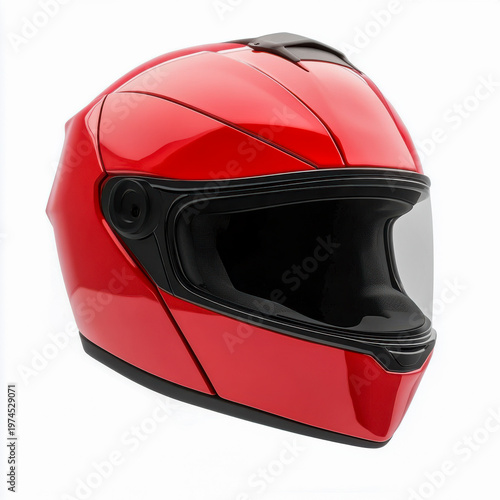 Roter Motorradhelm, Motorsport Helm, freigestellt vor weißem Hintergrund, Generative AI