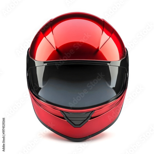 Roter Motorradhelm, Motorsport Helm, freigestellt vor weißem Hintergrund, Generative AI