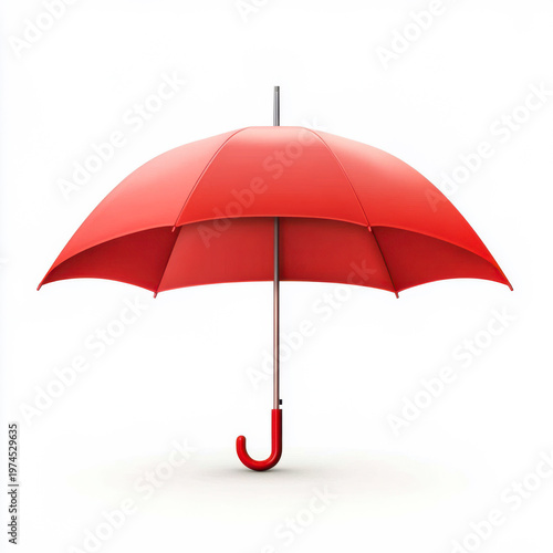 Roter Regenschirm, freigestellt vor weißem Hintergrund, Generative AI