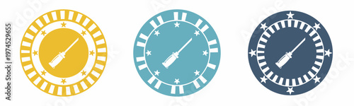 Screwdriver icon. Board illustration label design. Design for business. Vector illustration.