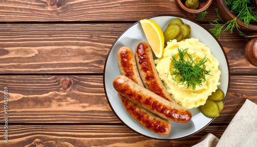 Medisterpolse on Rustik Wooden Background