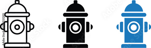 fire hydrant icon in line, solid and color style, equipment for fire fighting