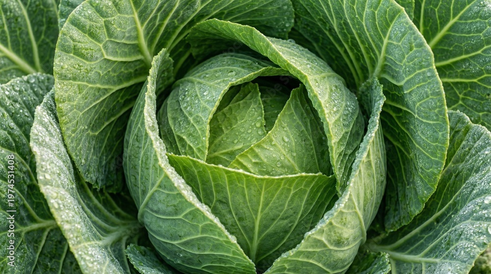 Obraz premium photography of a green cabbage head growing
