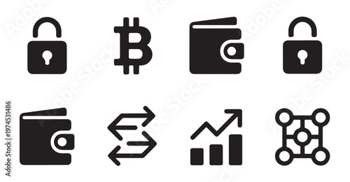 Secure digital transactions and blockchain technology with exchange arrows and growth charts.