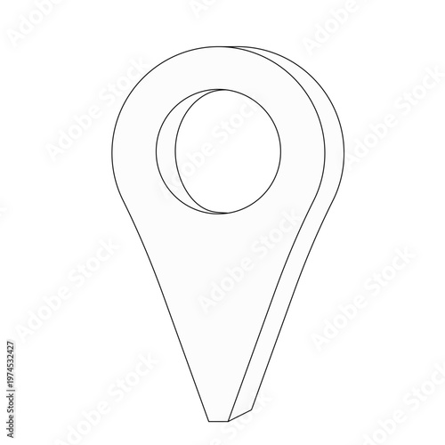 Map Pin Icon. outline. GPS Location Marker linear. Monochrome black and white Geo Tag Pointer. Vector design graphic element isolated on transparent background. Location Symbol for Navigation.