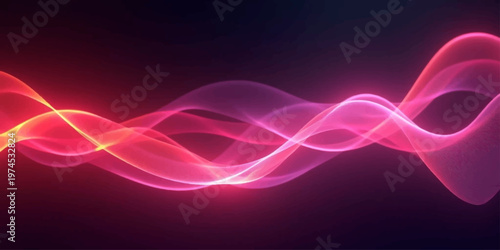 Abstract purple and colorful background design featuring smoky fractal waves and glowing light lines in a dynamic motion of blue and pink digital art textures with a flowing energy curve backdrop