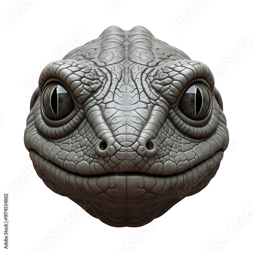 Close-up of a highly detailed, realistic gray lizard's face