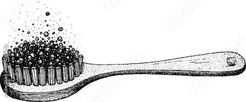 Hair brush releasing heavy lint and dust on white surface