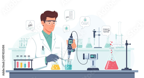 Scientist working in a laboratory conducting an experiment with various equipment