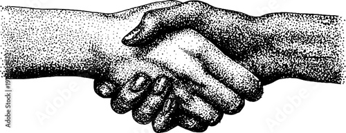 Pair of hands clasping in horizontal handshake view
