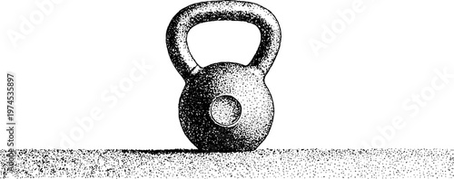 Kettlebell standing centered casting shadow on surface