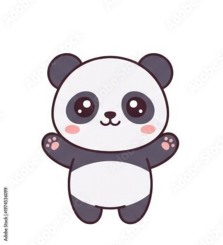 Cute Baby Panda Cartoon Illustration, Kawaii Panda Bear Character with Open Arms, Vector Mascot Design
