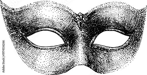 Ornate eye mask with dotted shading and central ornament