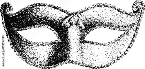 Curled edge masquerade mask with textured stipple finish