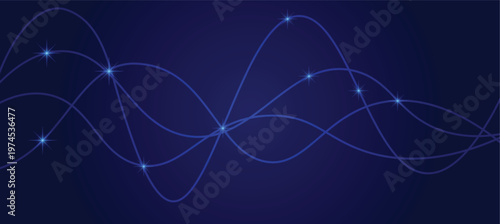 Abstract sound wave flowing lines representing audio signal visualization vector background