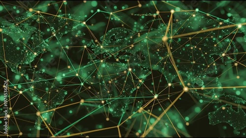 Abstract black background with Colorful hexagon lines. Digital future technology . Abstract business connection of lines from nodes innovation of communication in the network.