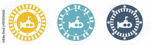 Submarine icon. Board illustration label design. Design for business. Vector illustration.