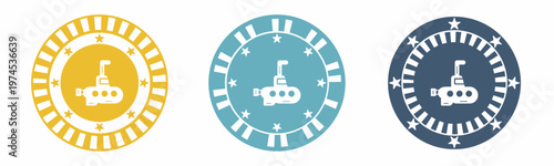 Submarine icon. Board illustration label design. Design for business. Vector illustration.