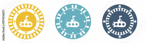 Submarine icon. Board illustration label design. Design for business. Vector illustration.