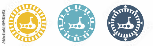 Submarine icon. Board illustration label design. Design for business. Vector illustration.