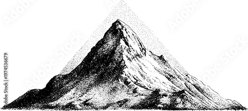Jagged mountain summit with textured slopes on plain base