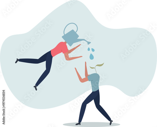 Mentor to help career growth, coaching or education for growth mindset, growing seedling plant, help or assistance,person's life situation and his activities.