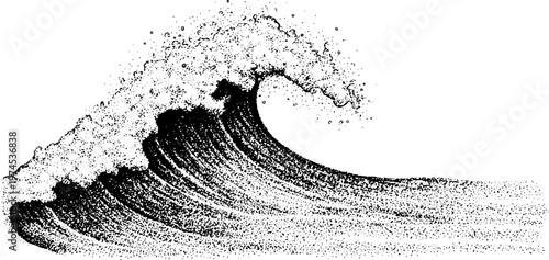 Large breaking ocean wave cresting over open water surface