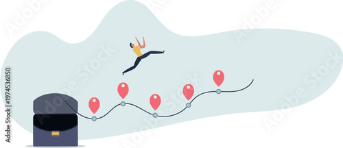 Roadmap, project milestone or business journey achievement, workflow or process timeline to success, step planning or progress concept.person's life situation and his activities.