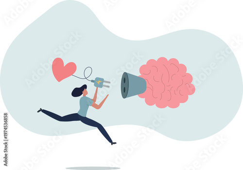 Emotional Intelligence, EI or control feeling and emotion with logical thinking brain, empathy or social skill, self control or balance concept.person's life situation and his activities.