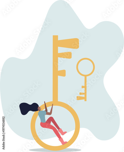 Business key success, solution to unlock career opportunity, aspiration or motivation to success, challenge or leadership concept.person's life situation and his activities.