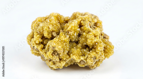 Yellow Calcite Crystal Mineral Specimen, Geode Cluster on White