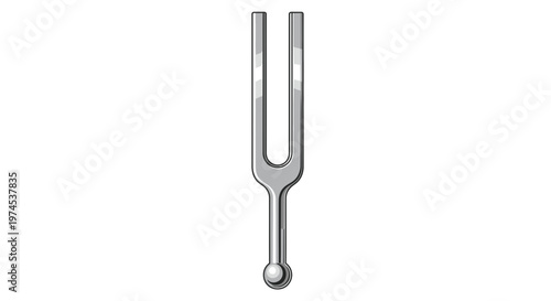 Tuning Fork Isolated on White Background - Sound Frequency Instrument