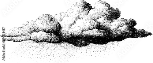 Dense cumulus cloud cluster hovering above open sky