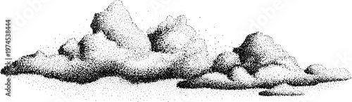 Low elongated cloud banks floating across clear horizon