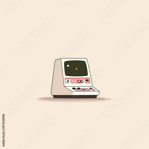 Retro Lo-Fi Computer Terminal with Soft Neon UI Elements