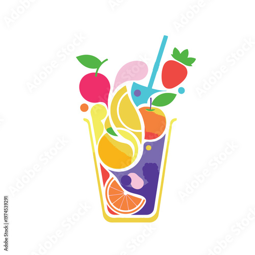 Colorful illustration of fruit smoothie.