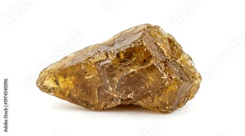 Rough natural golden brown mineral crystal, an unpolished precious gemstone specimen