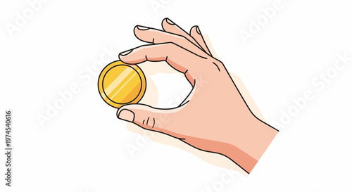 Hand Holding Golden Coin