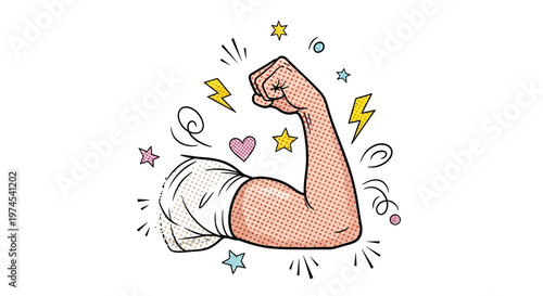 Strong Woman Bicep Flex, Pop Art Style, Symbol of Power and Feminism