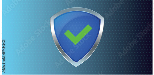 Cyber security and data protection concept, verified safe connection shield banner